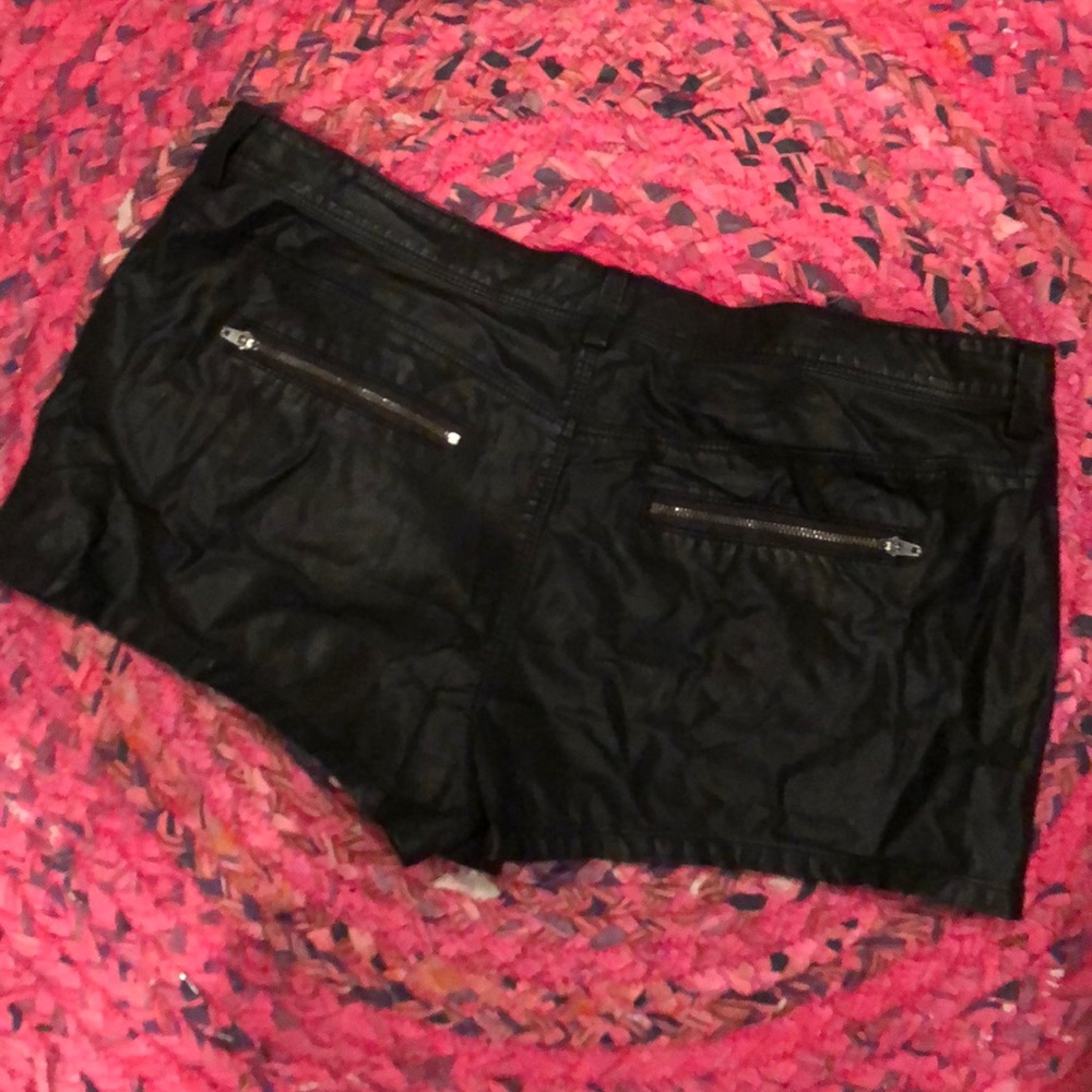 Black leather shorts